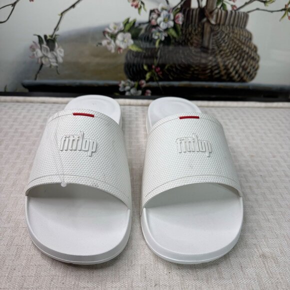FitFlop Mens Size 12 White Iqushion Pool Slides Rubber UK 11 EUR 45 - Picture 2 of 7